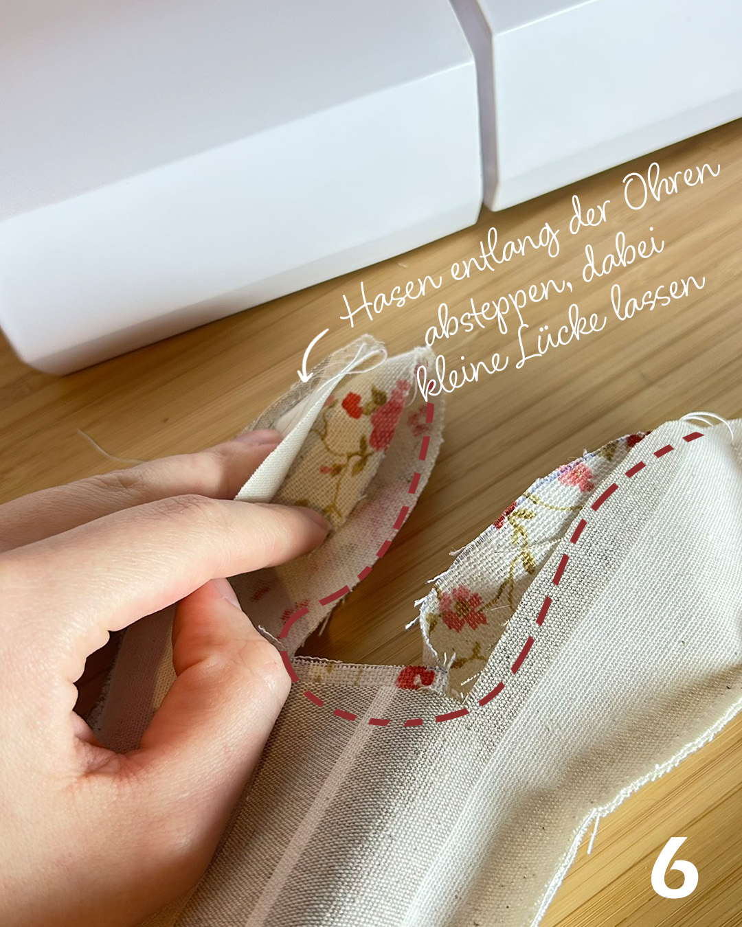 Hasenkorb zu Ostern nähen: Hasen miteinander verbinden